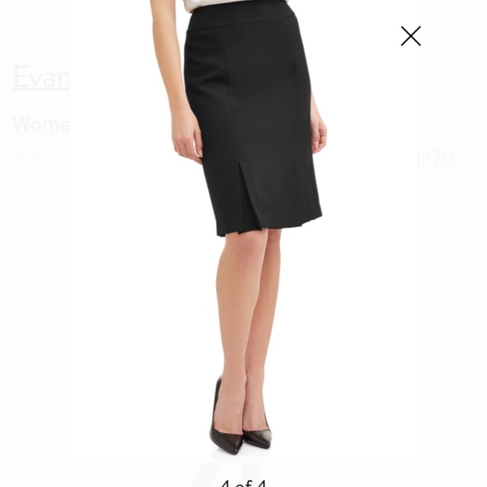 Black Pencil Skirt Pleated Slits - Picture 5 of 8